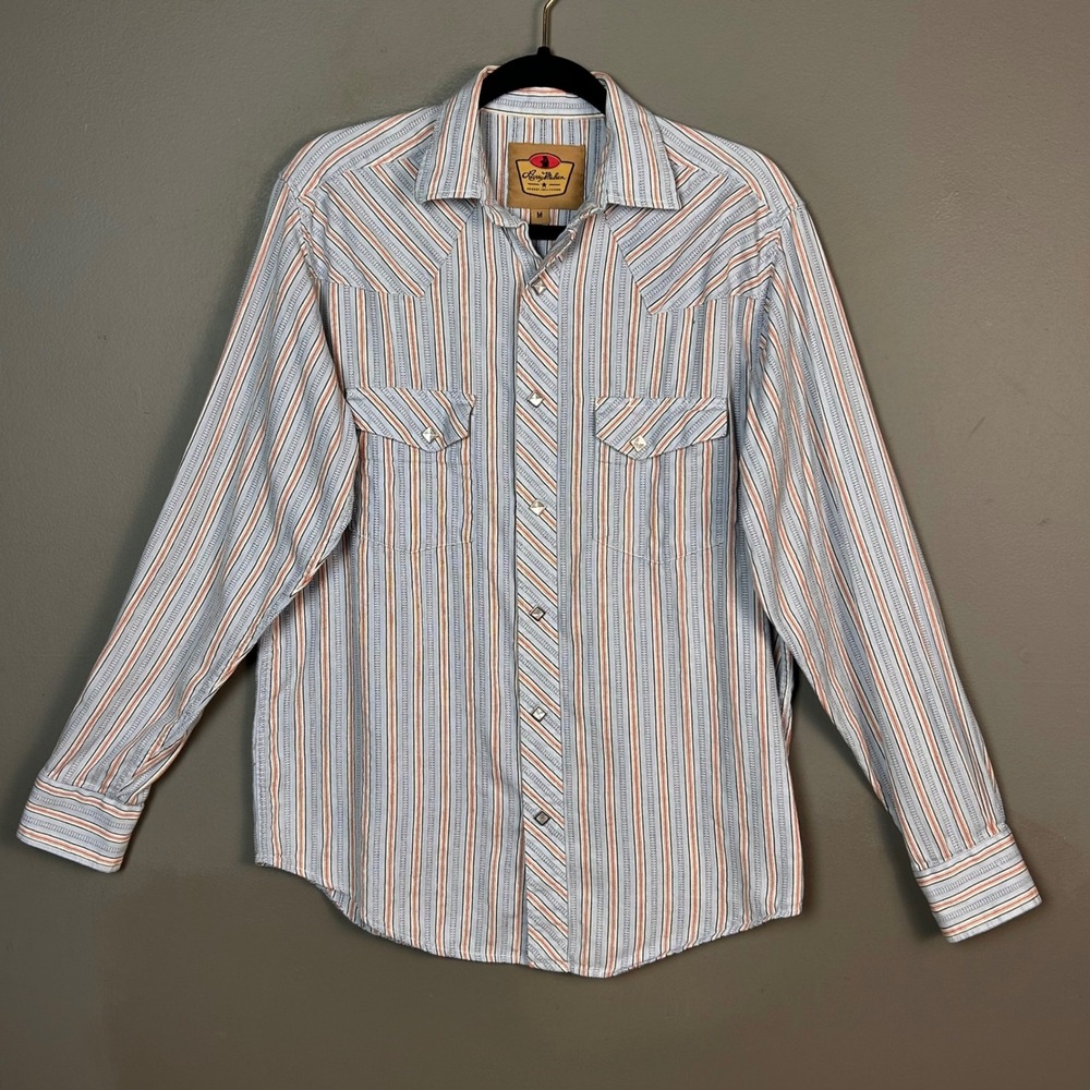 Larry Mahan Shirt Mens Medium Cowboy Collection Striped Diamond Snap Western